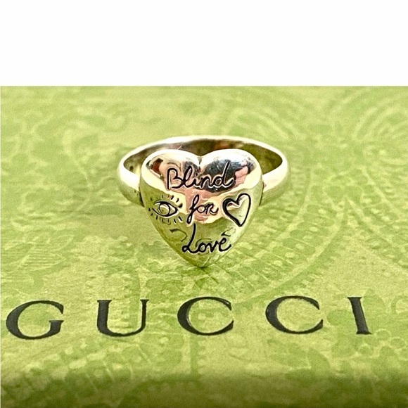 Gucci "Blind for Love" Heart Ring - Sterling Silver - Size 7 - NIB - Picture 2 of 5